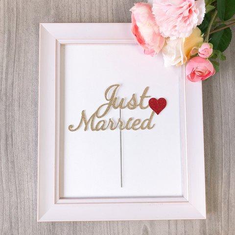  Just Married 3 ウェディング 結婚式 ケーキトッパー　（カラーアクリル変更可） 