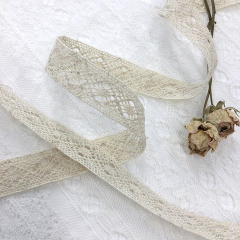 4m巻リネンコットンのなちゅらるレース*  Linen cotton lace