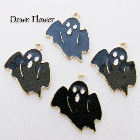 【D-0839】5pcs　ゆうれい　26×24mm　ブラック　チャーム　ハンドメイドパーツ