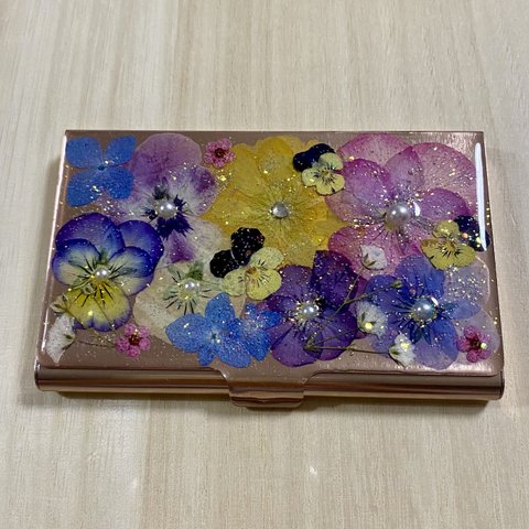  ✨ビオラ＆紫陽花✨押し花 名刺入れ（カードケース）