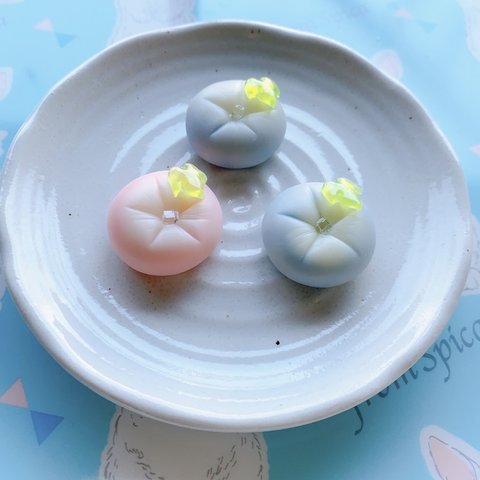 ♡朝顔♡和菓子風マグネット(ピンク／青紫)  フェイクスイーツ