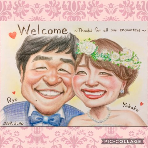 結婚式♡ウェルカムボード♡クオリティUPver.＊オーダーメイド似顔絵