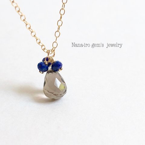 14kgf smokyquartz × lapis necklace