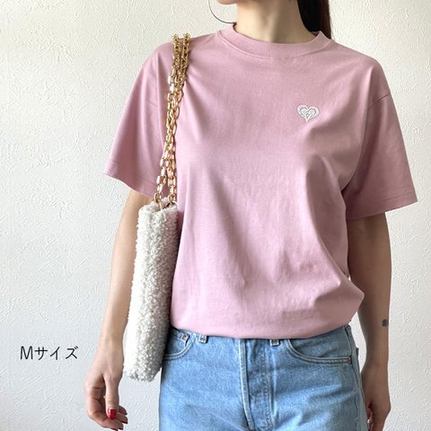 【4月20日まで】春限定！ピンクのハートTシャツ／オーガニックコットンTシャツ（受注生産）