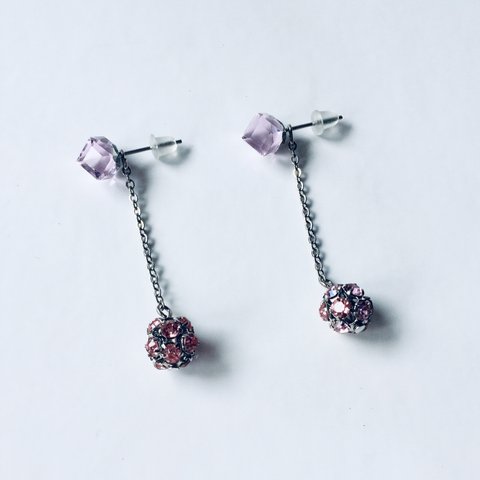 2wayキューブピアス【ピンク】🎀