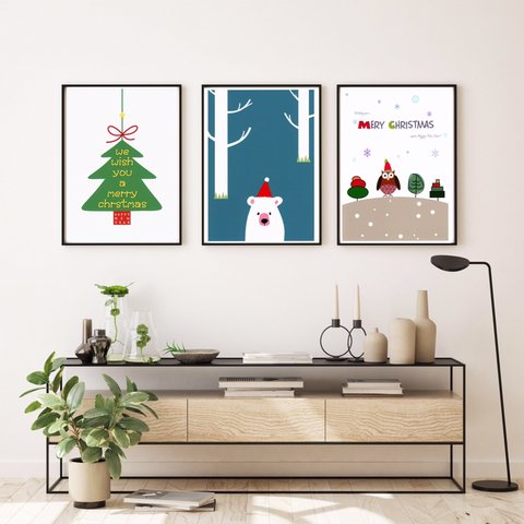 クリスマス　ポスター3枚ｾｯﾄ⭐️ポスター アートポスター インテリア 北欧　雑貨  アート クリスマス　韓国