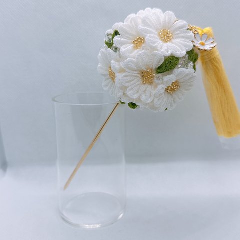 ❁ つまみ細工 ❁ マーガレットのかんざし ❁ 