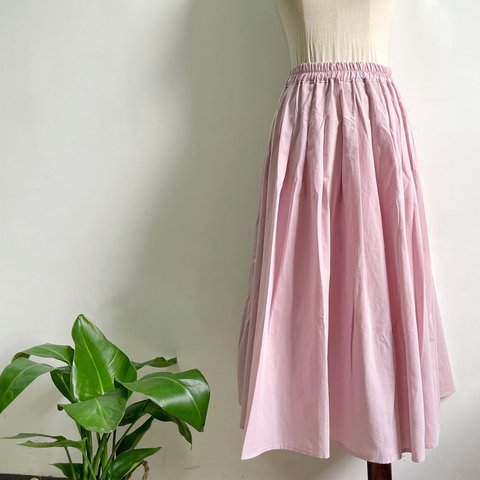 ピンク 裏地付き 春夏のギャザースカート
