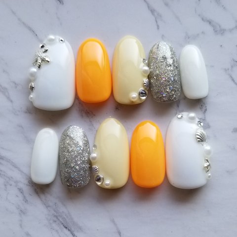 Silver Marine Nail PasteYellow×Orange