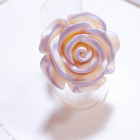 薔薇の指輪 レジン 紫色 薄藤色 ローズ