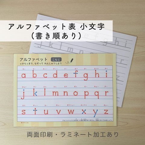 【なぞり書き-アルファベット練習表（小文字）】A4サイズ 書き順付き ラミネート加工あり　アルファベット