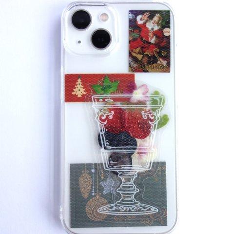 全機種対応　スマホステッカー　スマホケース押し花インナーシート☆クリスマススペシャル☆４点セット　163