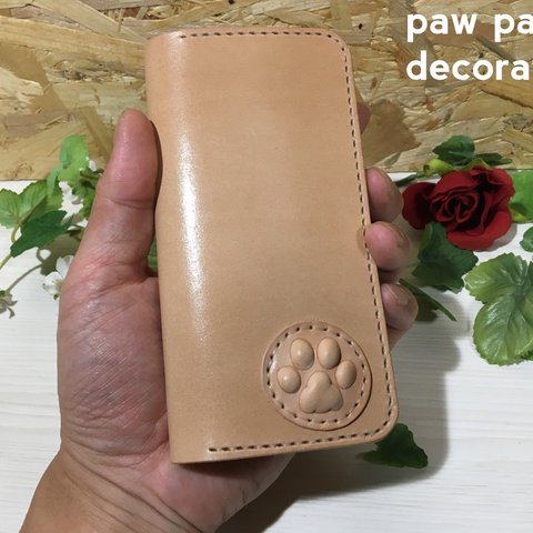 decoration paw pads 肉球装飾　レザースマホケース