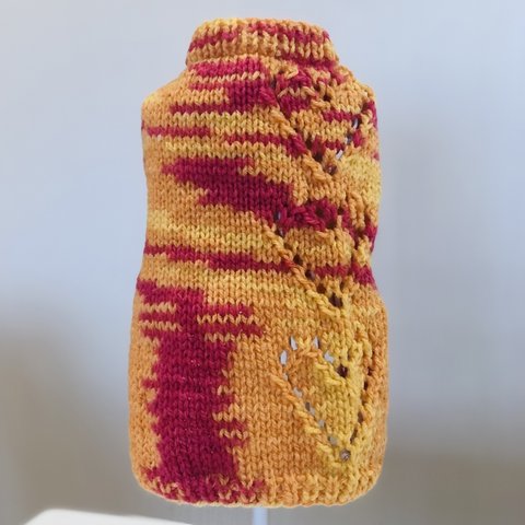 🧶オレンジ＆レッド♥手編みセーター