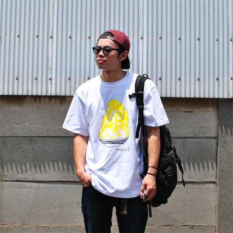 かき氷 メンズTシャツ S M L XL Lemon