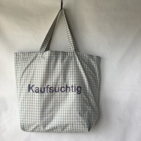 大きなエコバッグ”お買い物中毒kaufsuchtig”blue