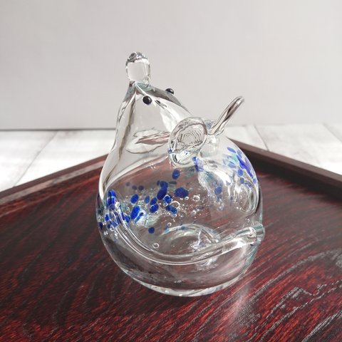 (訳アリ)ガラスのネズミ【干支】①ブルー