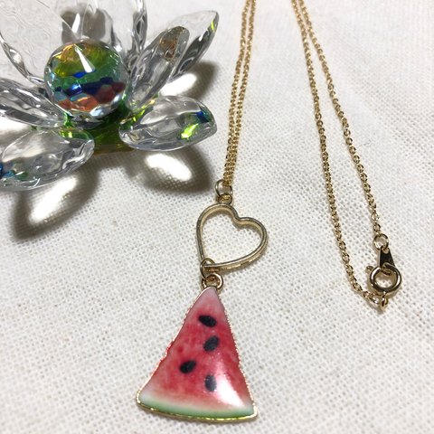 ハートにスイカ🍉ネックレス