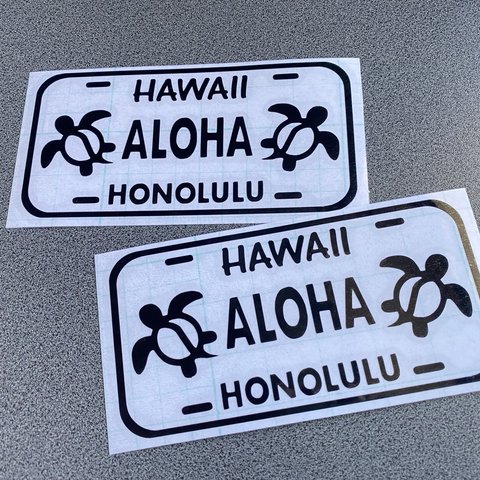 USA  USナンバー【 ALOHA ホヌ 】Hawaii sticker ステッカー お得2枚セット 【カラー選択可】 送料無料♪