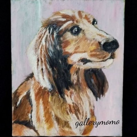 ダックスフント　 犬  絵画  油絵  原画  アート  インテリア  oilpainting  