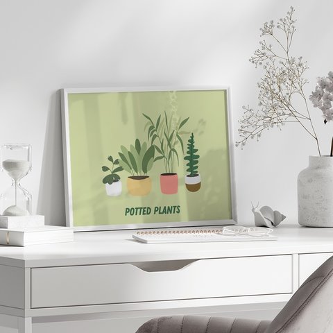 ポスター　観葉植物のイラスト　/ i0749 / 夏のグリーン　葉物　インテリアポスター