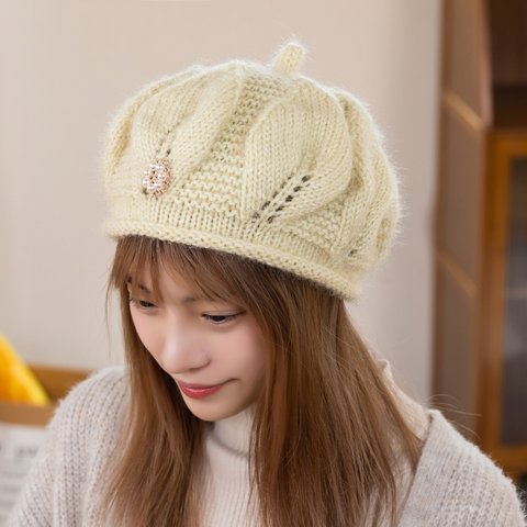 手編み【Lady's】♥形のほっこりあたたか帽