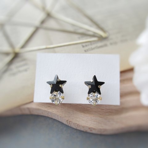 Star bijou earring／pierce（ジェット＊クリスタル）*3423*