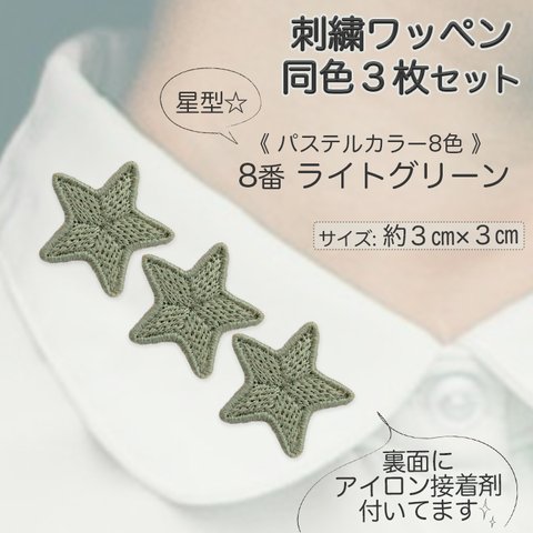 刺繍アイロンワッペン同色3枚セット