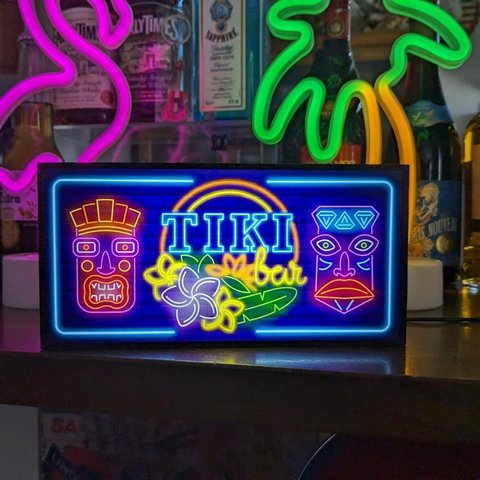 アロハ ハワイ スナック トロピカル カクテル バー TIKI bar 看板 置物 雑貨 LED2wayライトBOX