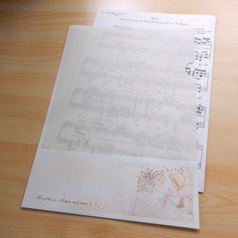 紙製ファイル＊脱プラ＊カスミソウの花を添えて～アンティーク風ピアノ