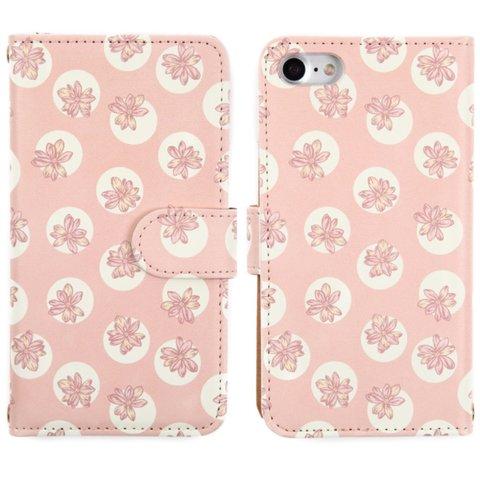 花柄 フラワー ピンク iPhoneケース スマホケース [全機種対応] ミラー付き 手帳型 可愛い おしゃれ ケース カバー  LF025