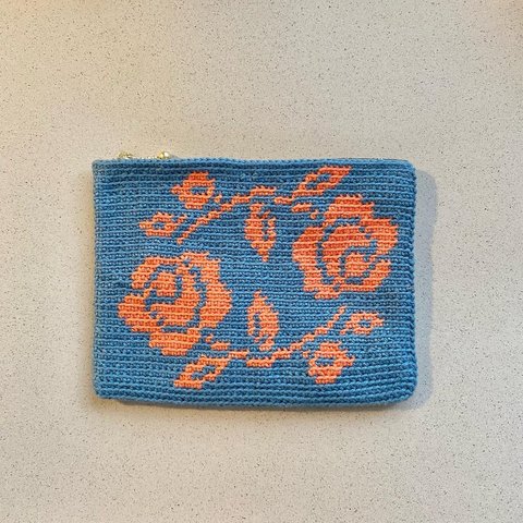 お花のポーチ/鍵編み