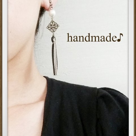 handmade♪スウェードタッセルイヤリング