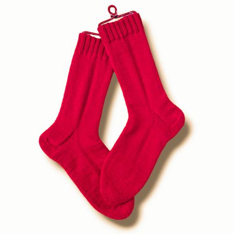 〈Men's25.0～27.0cm : レッド〉手編みの靴下