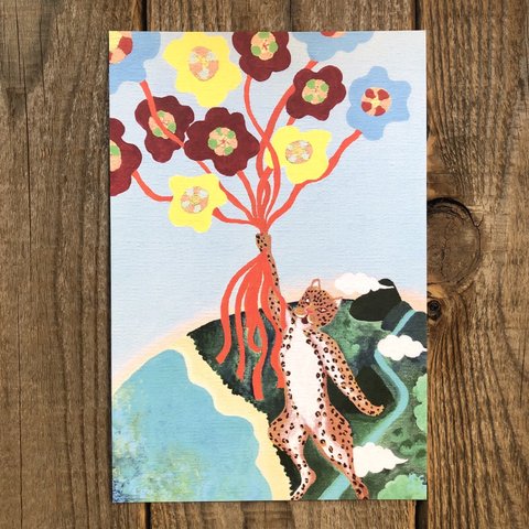 post card   🌼　Floating leopard