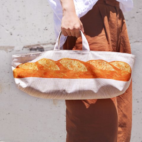 久々の再販です！『長～いフランスパン』横長帆布トートバッグ【30日以内に発送】