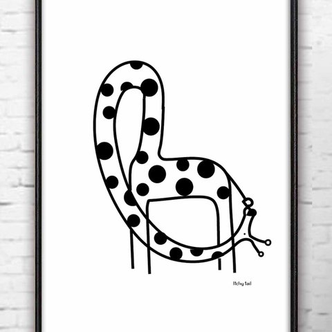 尾っぽがかゆい　キリン　動物　かわいい　アート  アートポスター　ポスター  A4　（アートseiで検索）　900