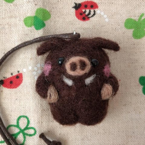 イノシシ　ストラップ🐗　羊毛フェルト