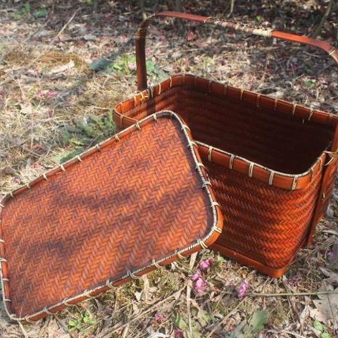 竹編みバッグ 茶道具収納 収納ケース ピクニック 古風