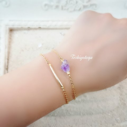 rough cut amethyst bracelet