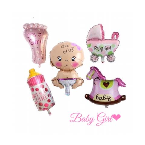 【BabyGirl】ベビーシャワーバルーン5点セット♪赤ちゃんの出産やお誕生日の飾り付けにも☆ #11101