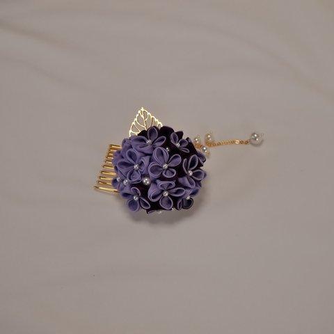 紫陽花・薄紫のコーム－下がり飾り付き