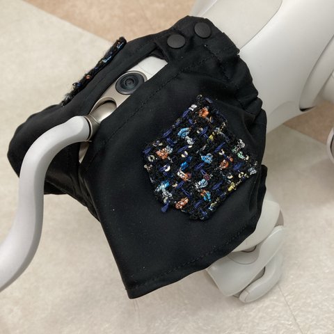 aiboちゃんのフォーマル服　BLACKツイードポケットフレア短パン　AI robot aibo's short flare pants 