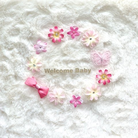 ボディーフラワーシール♥マタニティシール♥Welcome Babyのシールセット♥ボディーシール♥繰り返し使える♥ブライダル＆マタニティ＆ベビーフォトに♥