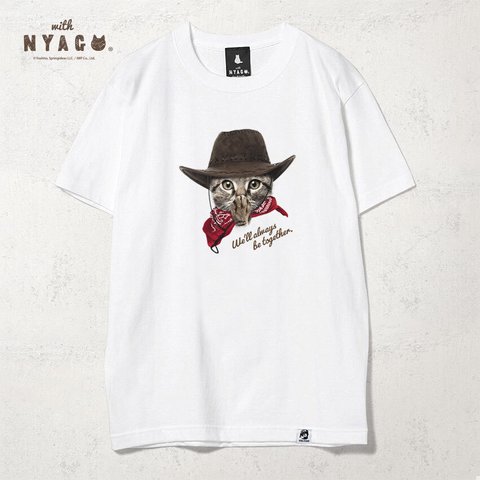 with NYAGO Tシャツ 半袖 猫 グラフィックシャツ tシャツ［ カウボーイ ソラちゃん 肉球をペロペロするにゃー。 1005 ］