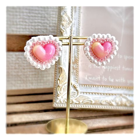 Earrings Princess marble heart