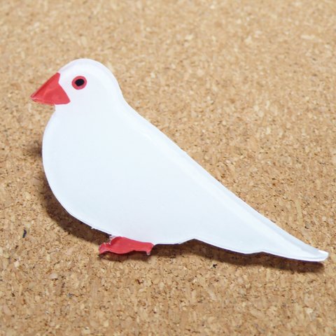 【送料無料】 白文鳥のブローチ