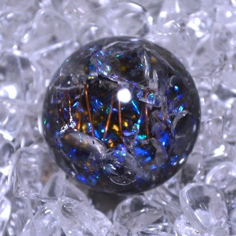 【ゴム径選択】宇宙球オルゴナイト【水晶】ゴム（半球型：直径2.8cm）②