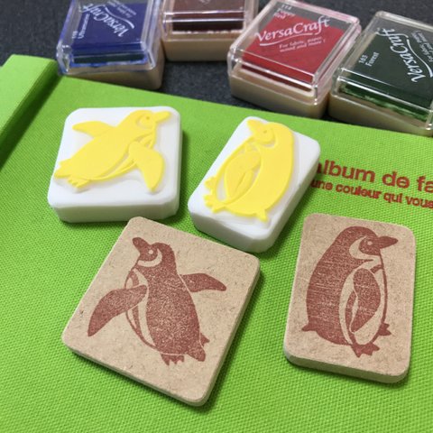 消しゴムはんこ　フンボルトペンギン