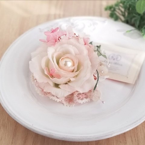 ふわふわ  シフォン  ローズ◇コサージュ 2Way☆*: ベビーピンク fluffy chiffon rose corsage 2way ☆ *: baby pink